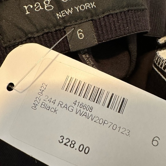 NWT new Rag & Bone black pants 6 white side stripe zipper leg small high waist 4 - Picture 8 of 16